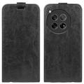 Custodia Flip Verticale con Slot per Schede per OnePlus 12 - Nera