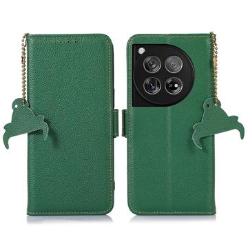 Custodia a Portafoglio in Pelle con RFID per OnePlus 12 - Verde