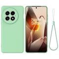 Custodia in silicone liquido con cinghia a mano per OnePlus 13 - Verde
