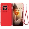 Custodia in silicone liquido con cinghia a mano per OnePlus 13 - Rossa