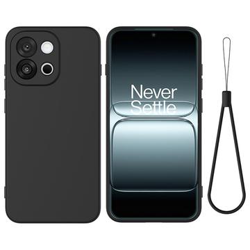 Custodia in silicone liquido con cinghia a mano per OnePlus 13T - Nera