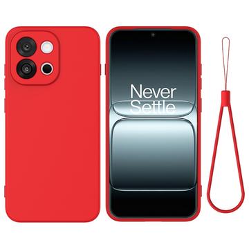 Custodia in silicone liquido con cinghia a mano per OnePlus 13T - Rossa