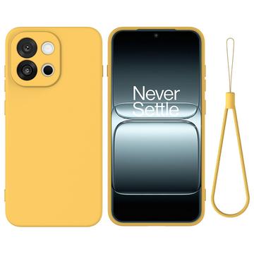 Custodia in silicone liquido con cinghia a mano per OnePlus 13T - Gialla