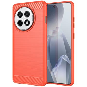 Custodia in TPU spazzolato per OnePlus Ace 5/5 Pro/13R - Fibra di Carbonio - Rossa