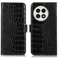 Custodia in Pelle a Portafoglio Serie Crocodile con RFID per OnePlus Ace 5/5 Pro/13R - Nera