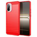 Custodia in TPU spazzolato per OnePlus Ace 5 Racing/Nord CE5 - Fibra di Carbonio - Rossa