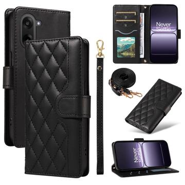 Custodia a portafoglio trapuntata lusso per OnePlus Ace 5 Racing/Nord CE5 - Nera