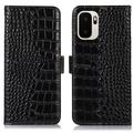 Custodia in Pelle a Portafoglio Serie Crocodile con RFID per OnePlus Ace 6 Ultra - Nera