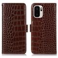 Custodia in Pelle a Portafoglio Serie Crocodile con RFID per OnePlus Ace 6 Ultra - Marrone