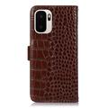 Custodia in Pelle a Portafoglio Serie Crocodile con RFID per OnePlus Ace 6 Ultra - Marrone