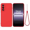 Custodia in silicone liquido con cinghia a mano per OnePlus Nord 5 - Rossa