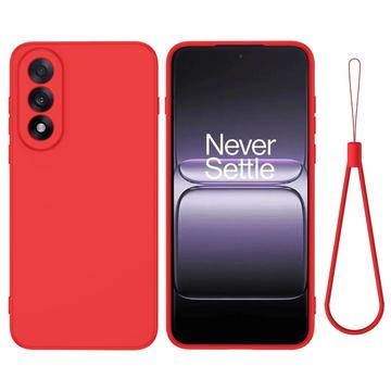 Custodia in silicone liquido con cinghia a mano per OnePlus Nord 5 - Rossa