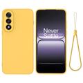 Custodia in silicone liquido con cinghia a mano per OnePlus Nord 5 - Gialla