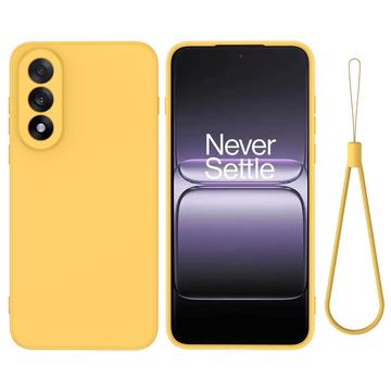Custodia in silicone liquido con cinghia a mano per OnePlus Nord 5 - Gialla