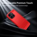 Custodia in TPU spazzolato per OnePlus Nord 6/Turbo 6/6V - Fibra di Carbonio - Rossa