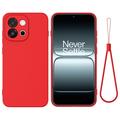 Custodia in silicone liquido con cinghia a mano per OnePlus Nord 6/Turbo 6 - Rossa