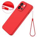 Custodia in silicone liquido con cinghia a mano per OnePlus Nord 6/Turbo 6 - Rossa