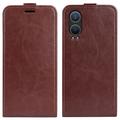 Custodia Flip Verticale con Slot per Schede per OnePlus Nord CE4 Lite/Oppo K12x - Marrone