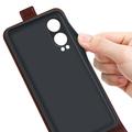 Custodia Flip Verticale con Slot per Schede per OnePlus Nord CE4 Lite/Oppo K12x - Marrone