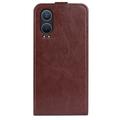 Custodia Flip Verticale con Slot per Schede per OnePlus Nord CE4 Lite/Oppo K12x - Marrone