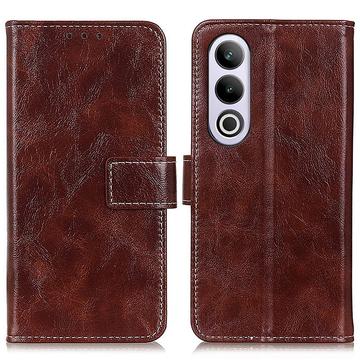 Custodia a portafoglio con chiusura magnetica per OnePlus Nord CE4/Oppo K12 - Marrone