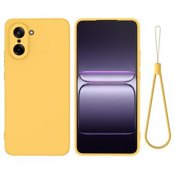 Custodia in silicone liquido con cinghia a mano per OnePlus Nord CE5 - Gialla