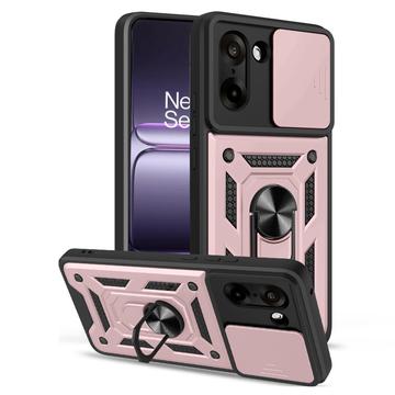 Custodia ibrida con anello rotante e protezione per fotocamera per OnePlus Nord CE5 - Rosa Oro