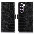 Custodia in Pelle a Portafoglio Serie Crocodile con RFID per OnePlus Nord CE6 Lite/Realme P4x