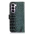 Custodia in Pelle a Portafoglio Serie Crocodile con RFID per OnePlus Nord CE6 Lite/Realme P4x - Verde