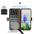 Custodia in Pelle a Portafoglio Serie Crocodile con RFID per OnePlus Turbo 6/6V - Verde