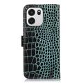 Custodia in Pelle a Portafoglio Serie Crocodile con RFID per OnePlus Turbo 6/6V - Verde