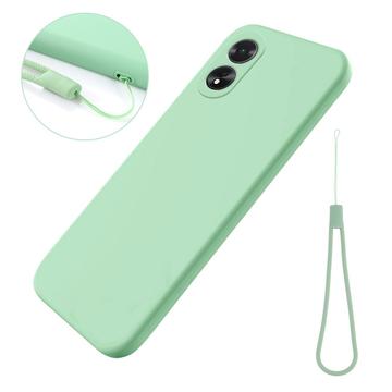 Custodia in silicone liquido con cinghia a mano per Oppo A18/A38 - Verde