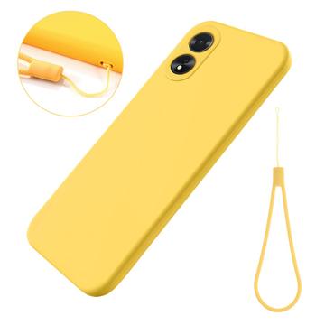 Custodia in silicone liquido con cinghia a mano per Oppo A18/A38 - Gialla