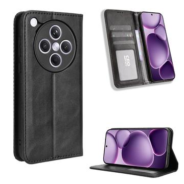Custodia a Portafoglio con Chiusura Magnetica Retro per Oppo Find X8s+ - Nera