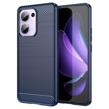 Custodia in TPU Spazzolato per Oppo Reno13 F - Fibra di Carbonio - Blu