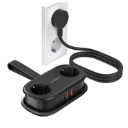 Orico AP3 5-in-1 20W Power Strip - 2x AC, 2x USB-A, USB-C PD - Black