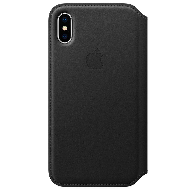 custodia folio in pelle per iphone x - nero custodia folio in pelle per iphone x - nero