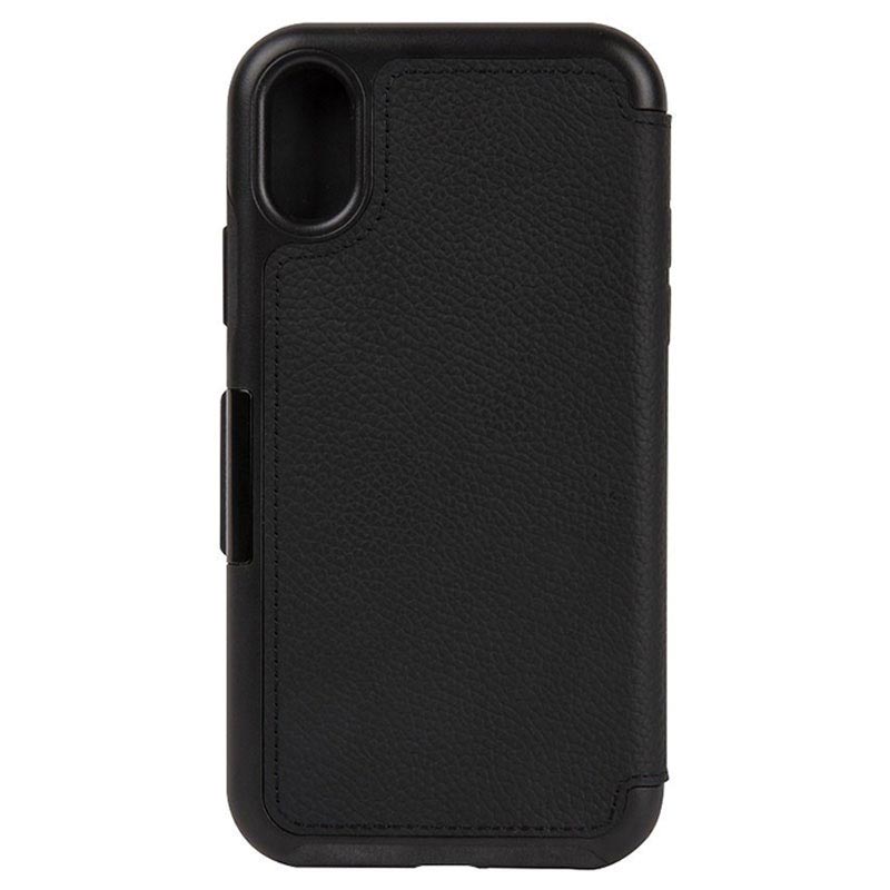 custodia folio in pelle per iphone x - nero custodia folio in pelle per iphone x - nero