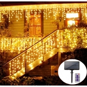 Stringa di luci LED solari per esterni con telecomando e timer - 300 LED, 10m - Bianco caldo