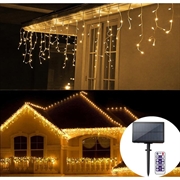 Stringa di luci LED solari per esterni con telecomando e timer - 300 LED, 10m - Bianco caldo