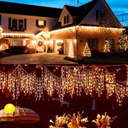 Stringa di luci LED solari per esterni con telecomando e timer - 300 LED, 10m - Bianco caldo
