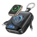 P007 Mini Power Bank da 10000mAh con cavi USB-C e Lightning, ricarica wireless per Apple Watch