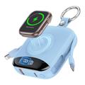 P007 Mini Power Bank da 10000mAh con USB-C, cavi Lightning e ricarica wireless per Apple Watch - Blu