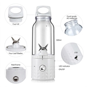 Frullatore portatile da 500ml / Bicchiere per centrifuga ricaricabile - Bianco
