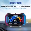 HUD multifunzione P25 per auto con OBD2, display LCD con GPS e tachimetro