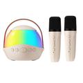 P9 Altoparlante Bluetooth Karaoke portatile per bambini con RGB e 2 microfoni wireless - Beige