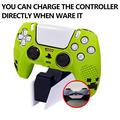 Custodia in silicone per controller DualSense PS5 con 2 copri-joystick - Verde