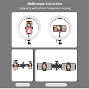 PULUZ PKT3066B 10.2" LED Selfie Ring Light Cell Phone Clamp Tripod Stand per le riprese video di YouTube Blogger