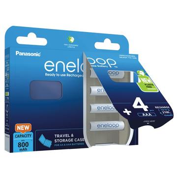 Panasonic Eneloop BK-3MCDEC4BE Batterie AA ricaricabili 2000mAh con scatola di conservazione - 4 pezzi.