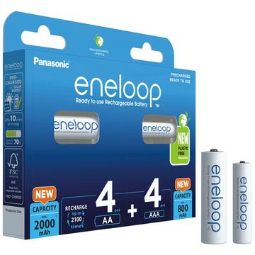 Panasonic Eneloop Mix BK-KJMCDE44E 8BE Batterie ricaricabili AA/AAA - 2000mAh/800mAh - 8 pz.